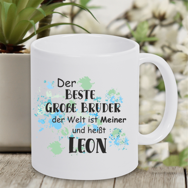 personalisierte Tasse bester großer Bruder mit Namen