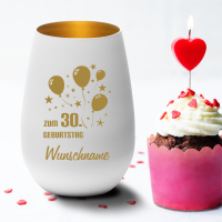 Personalisiertes Windlicht zum 30. Geburtstag -Luftballon mit Deinem Wunschnamen