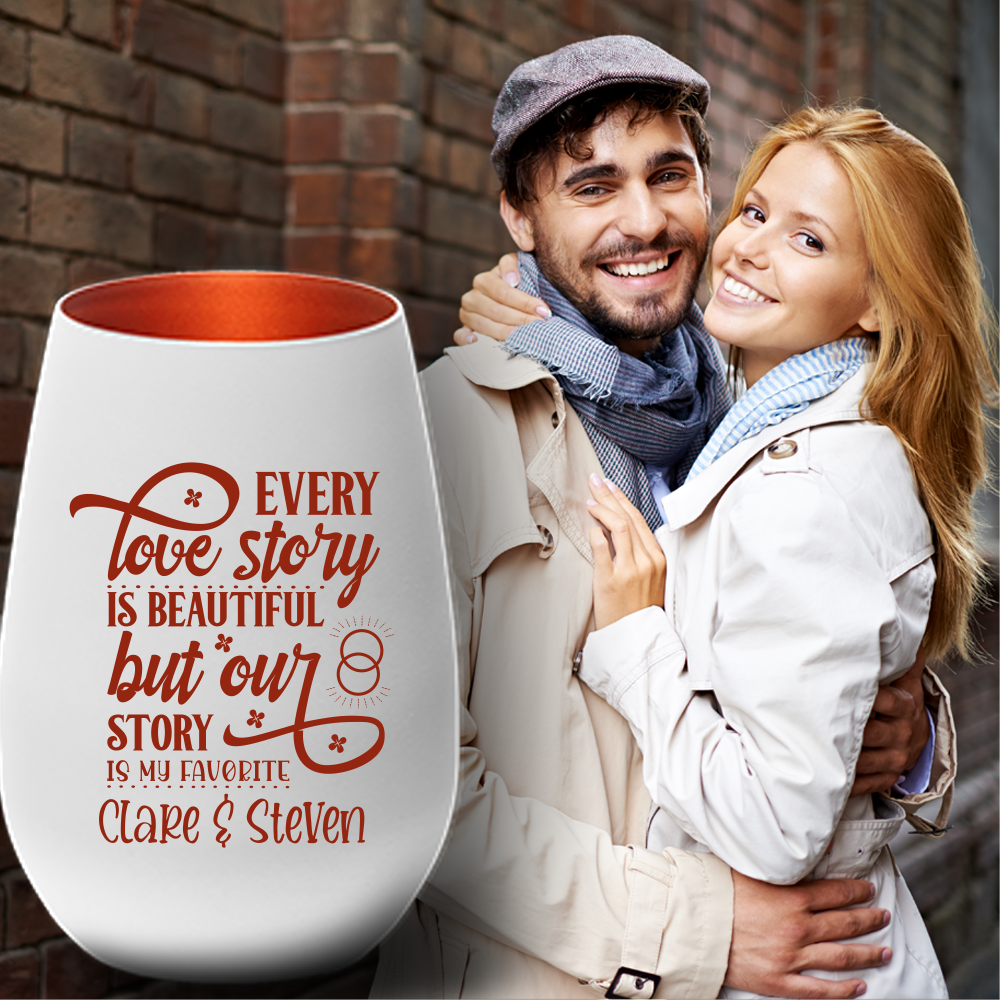 Windlicht zum Valentinstag Lovestory mit Deinen Wunschnamen  - Onlineshop Trendgravur