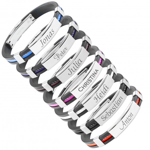 Armband mit Gravur Kautschuk Kordel  - Onlineshop Trendgravur