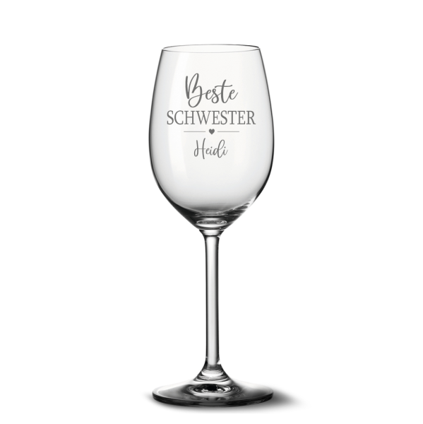personalisiertes Weißweinglas mit Namen von Leonardo - Beste Schwester