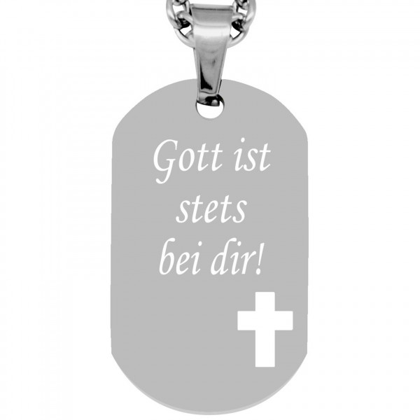 Anhänger Dogtag - Kreuz - silber