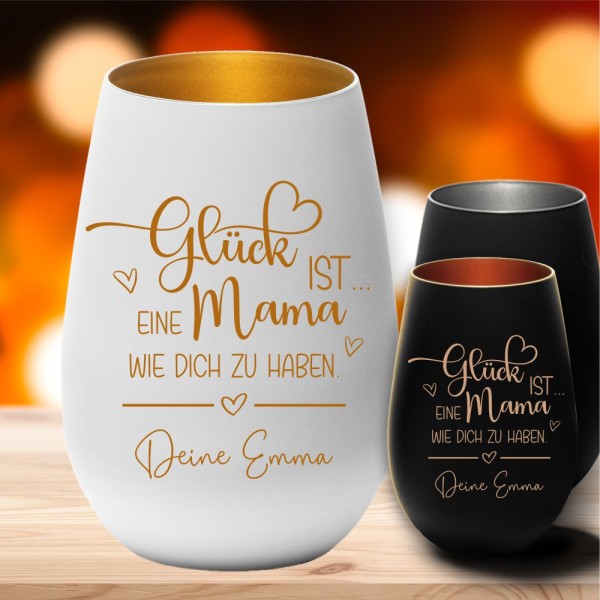 personalisiertes Windlicht für Mama-Glück ist eine Mama...Geschenk Muttertag