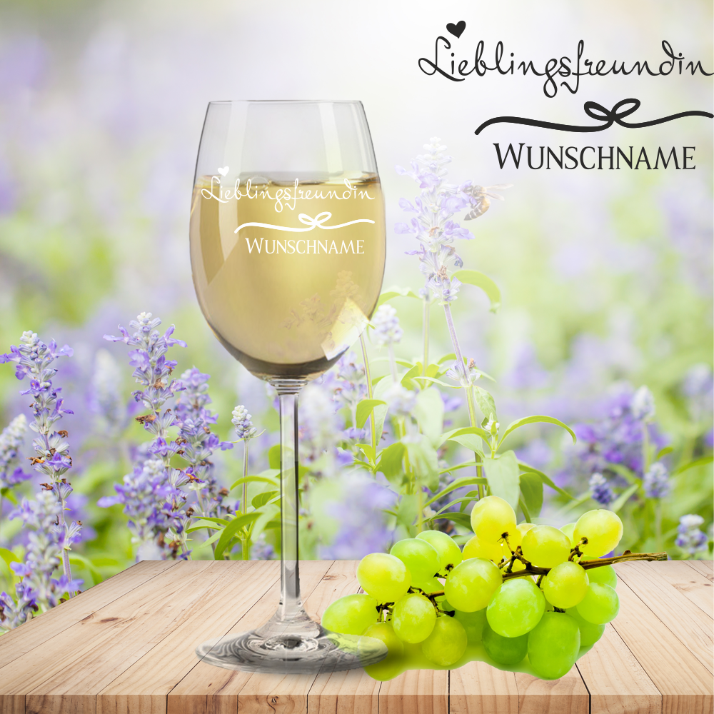 Weißweinglas von Leonardo Lieblingsfreundin mit Namensgravur  - Onlineshop Trendgravur