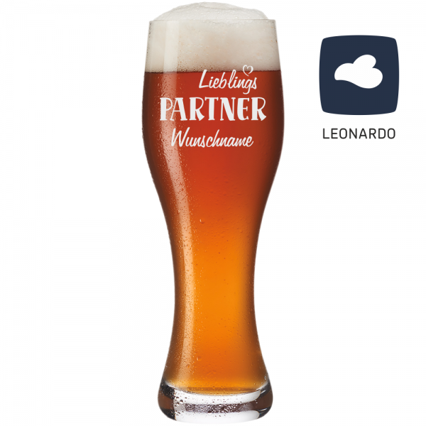 Weizenbierglas Leonardo mit Gravur - Lieblingspartner