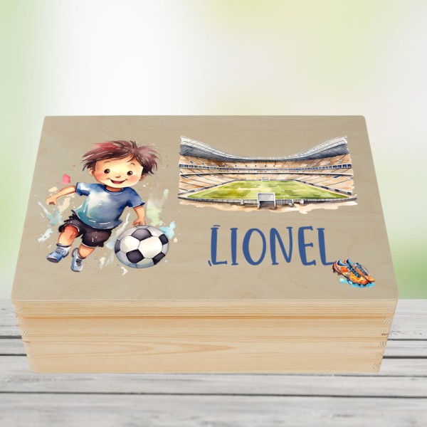 personalisierte Fußball Erinnerungskiste mit Wunschnamen - Fußballer