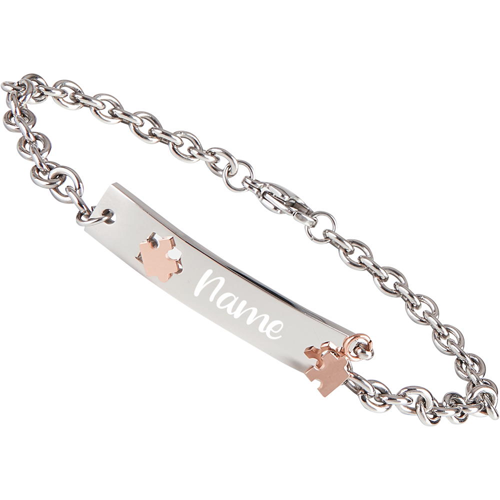 Armband mit Gravur Edelstahl Puzzle rose AG 078  - Onlineshop Trendgravur