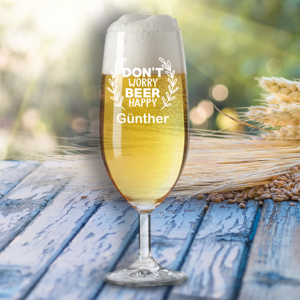 Bierglas "Don´t worry beer happy" mit Wunschnamen