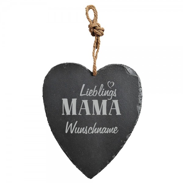 Schiefer-Herz Lieblings-Mama mit Namen