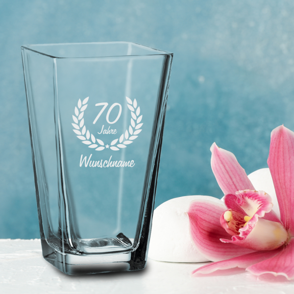 Vase zum 70. Geburtstag - Dein Wunschname