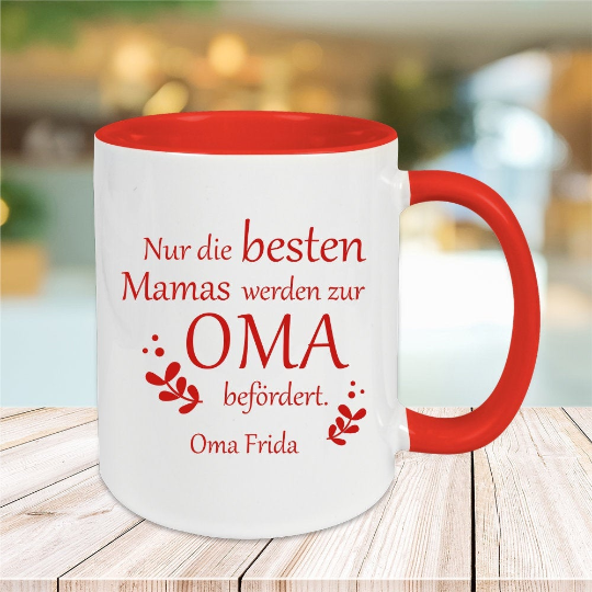 Tasse Nur die besten Mamas werden zum Oma befördert mit Wunschgravur  - Onlineshop Trendgravur