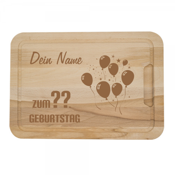 Personalisiertes Schneidebrett zum Geburtstag -Luftballons