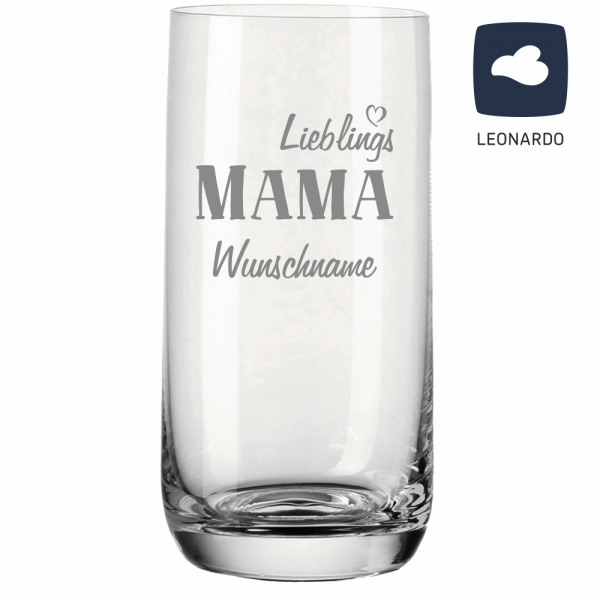 Trinkglas Lieblings-Mama mit Deinem Wunschnamen