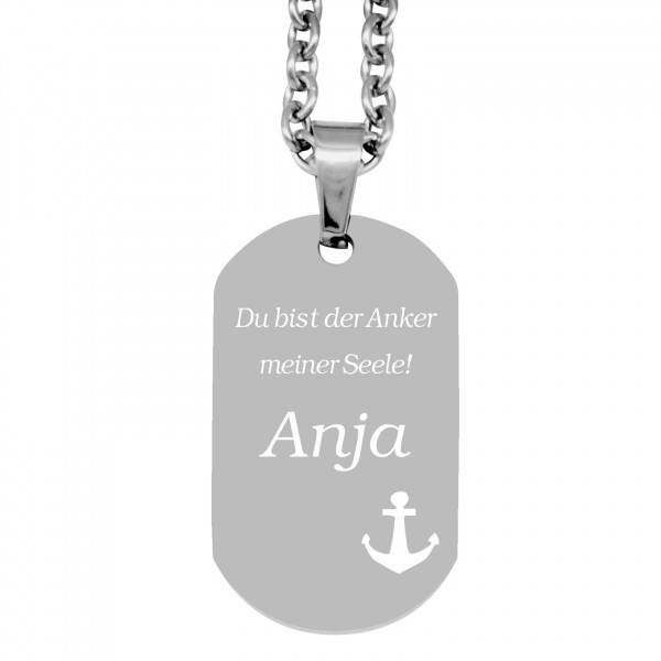 Anhänger Dogtag - Anker du bist der Anker meiner Seele - silber