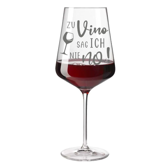 Weinglas Spruch "Zu Vino sag ich nie no" Rotweinglas Leonardo