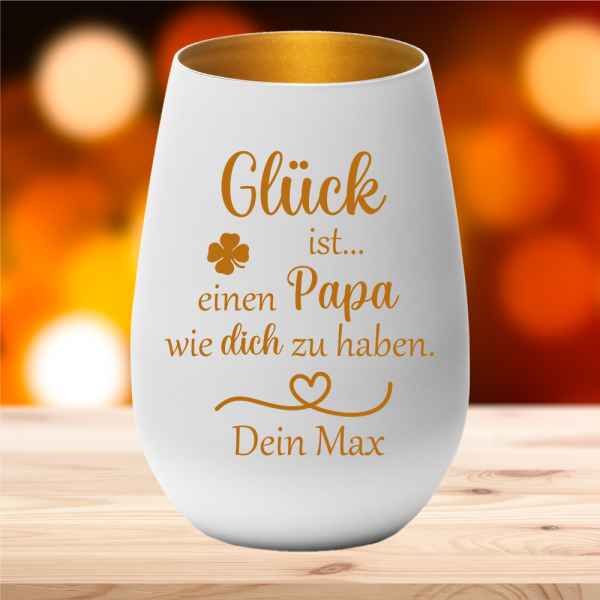 personalisiertes Windlicht Glück ist einen Papa... mit Wunschnamen