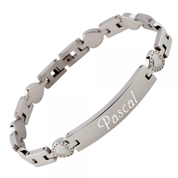Armband mit Gravur Edelstahl Herzen AG-016