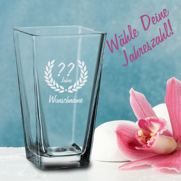 Schöne Glasvase zum Geburtstag - Dein Wunschname
