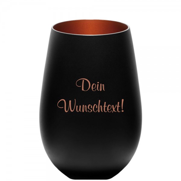 Windlicht mit Gravur schwarz-bronze Wunschtext