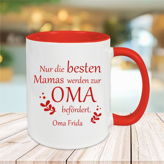 Tasse Nur die besten Mamas werden zum Oma befördert mit Wunschgravur