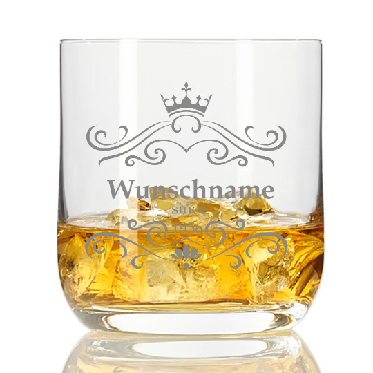 Whisky-Glas mit Wunschnamen und Datum