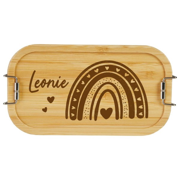 Regenbogen Brotdose Bambus Lunchbox personalisiert