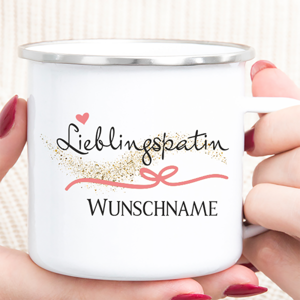 Personalisierte Tasse Emaille Lieblingspatin