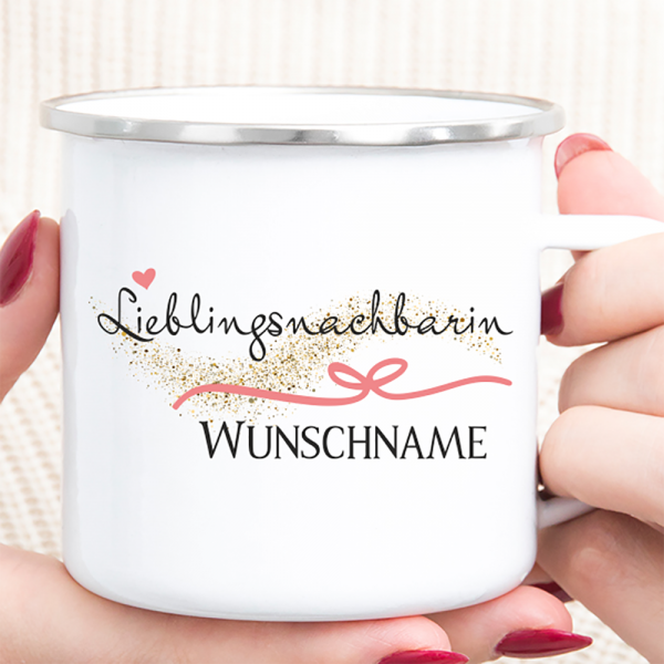 Personalisierte Tasse Emaille Lieblingsnachbarin