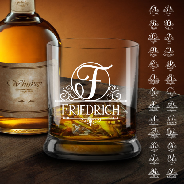 Whisky-Glas mit Gravur Monogramm
