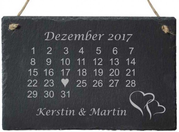 Dekoschild aus Schiefer - Kalender