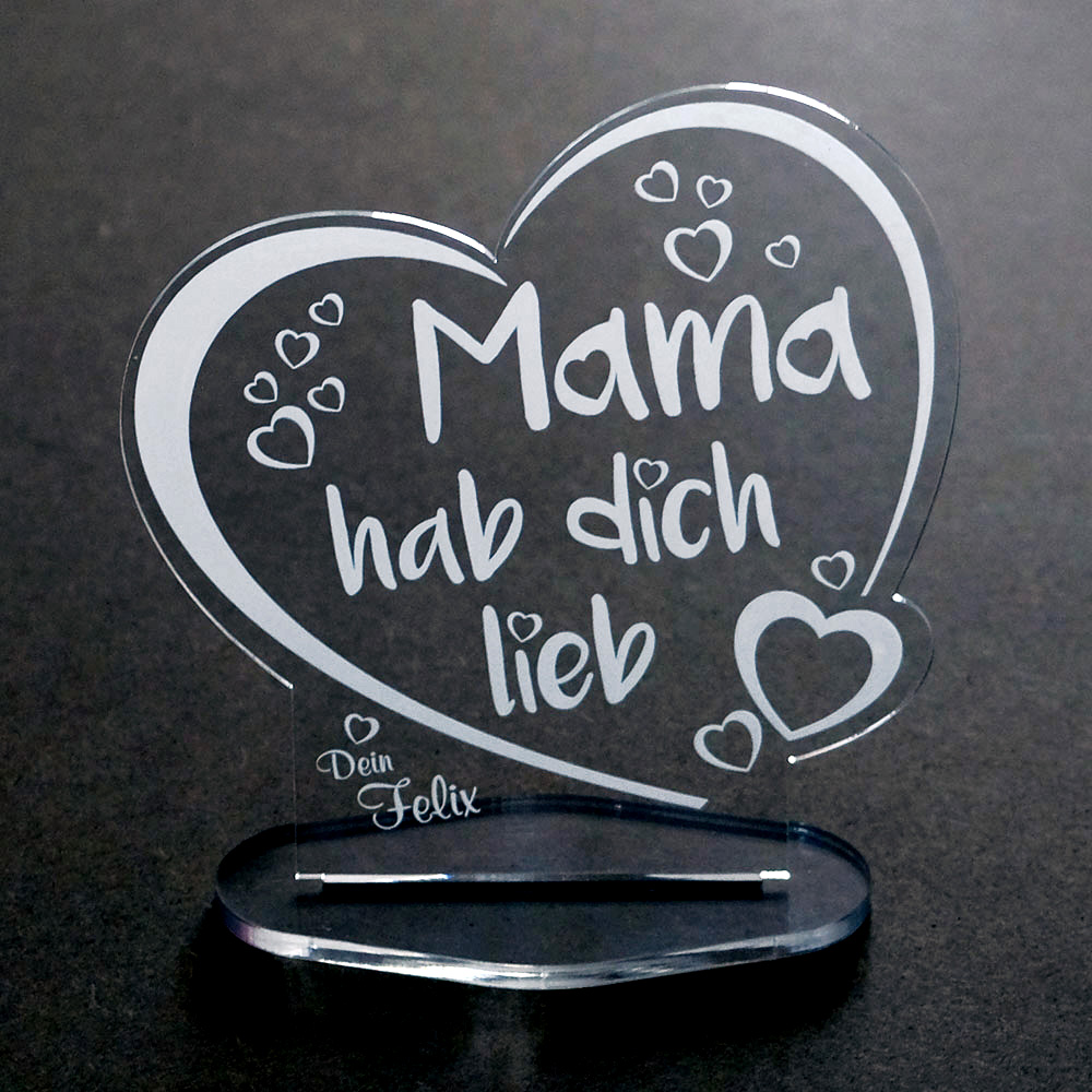 Acryl Herz Mit Gravur Mama Hab Dich Lieb Trendgravur De