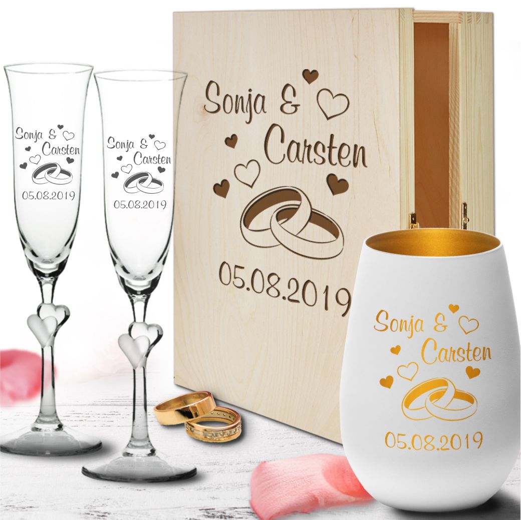 2 Leonardo Sektgläser mit Gravur "Just married" graviert Sektglas Hochzeit Name 