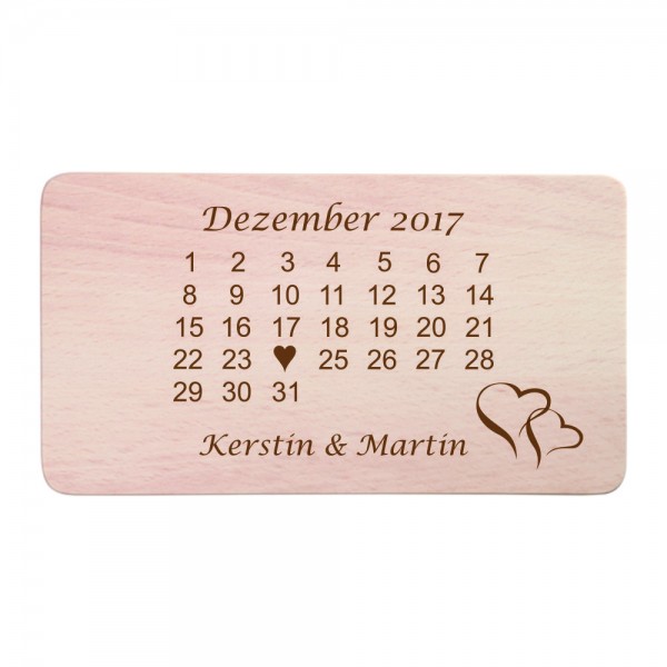 Frühstücksbrettchen mit Gravur -Kalender