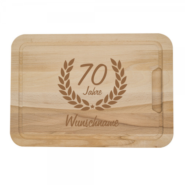 Personalisiertes Schneidebrett zum 70. Geburtstag -Ehrenranke