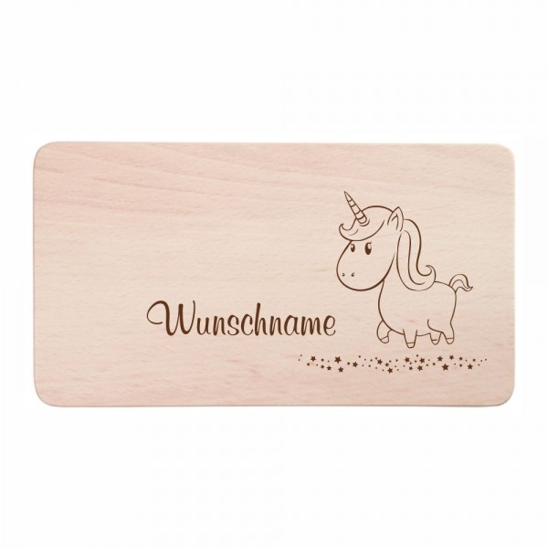 Kinder-Frühstücksbrettchen - Einhorn Wunschname
