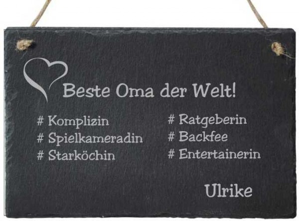 Dekoschild aus Schiefer mit Gravur - # Beste Oma