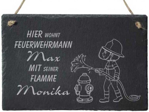 Türschild Schiefer mit Deinem Namen -Feuerwehr