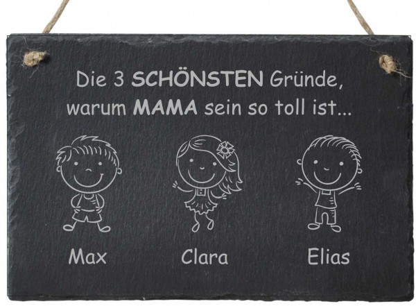 Dekoschild aus Schiefer - die 3 schönsten Gründe Mama zu sein