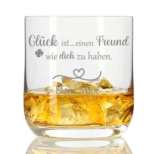 personalisiertes Whiskyglas Glück ist einen Freund wie dich zu...  - Onlineshop Trendgravur