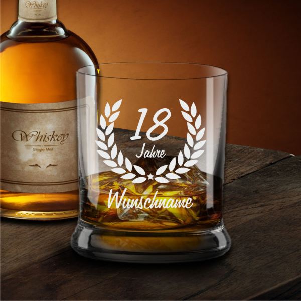 Whiskyglas zum 18. Geburtstag - Dein Wunschname