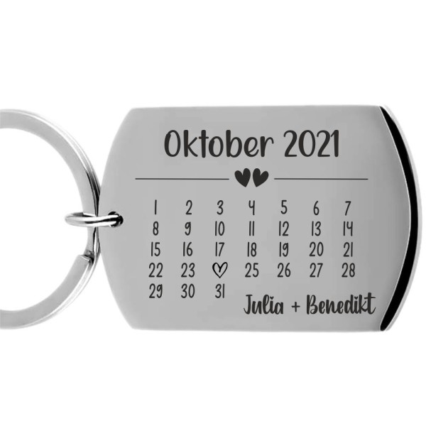 Schlüsselanhänger Kalender mit Deinen Wunschnamen- Geschenkidee