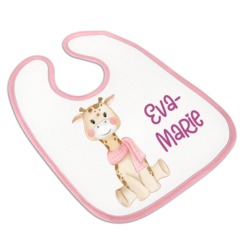 Baby Lätzchen mit Namen Giraffe  - Onlineshop Trendgravur