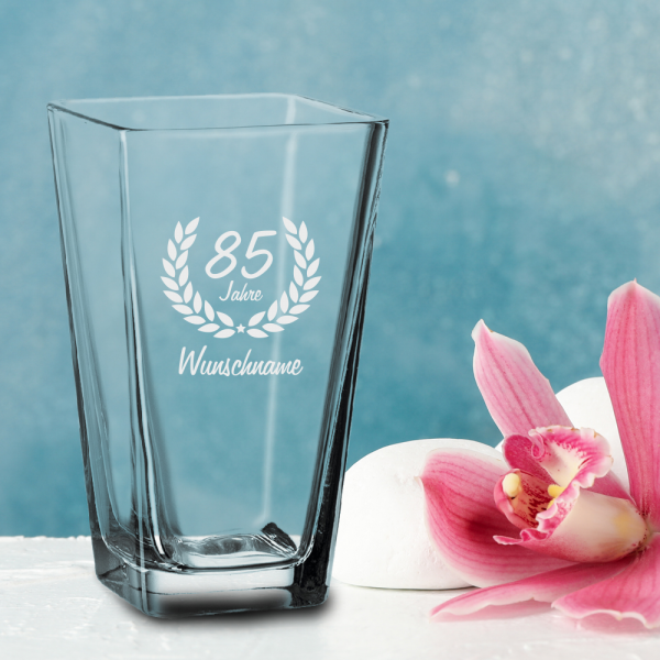 personalisierte Vase zum 85. Geburtstag - Wunschname