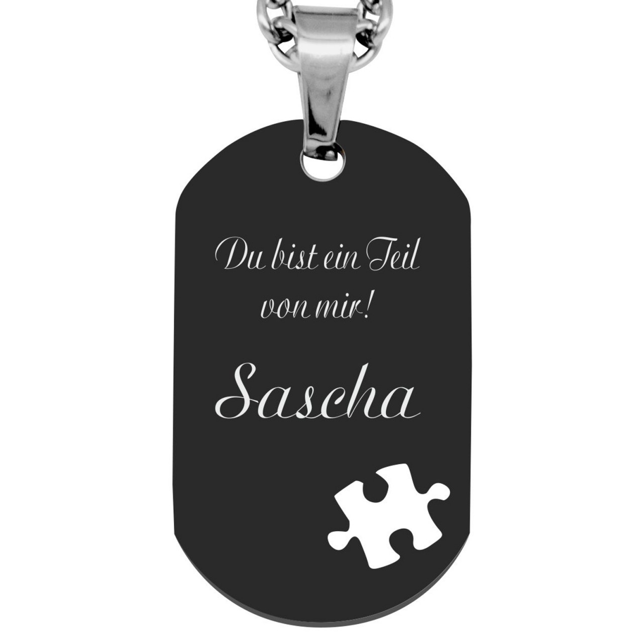 Anhänger Dogtag Puzzle du bist ein Teil von mir schwarz  - Onlineshop Trendgravur