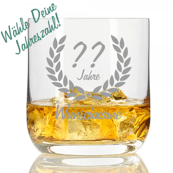 personalisiertes Whisky-Glas mit Namensgravur zum Geburtstag Dein Wunschjahr