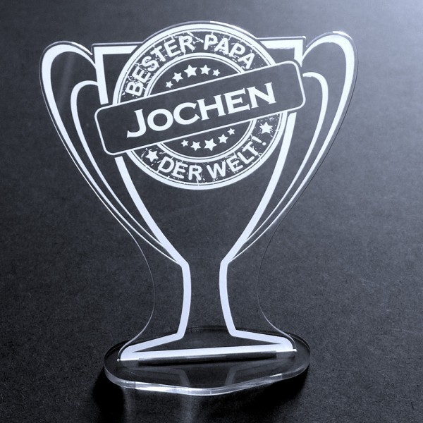 Acryl-Pokal mit Namensgravur "Bester Papa"