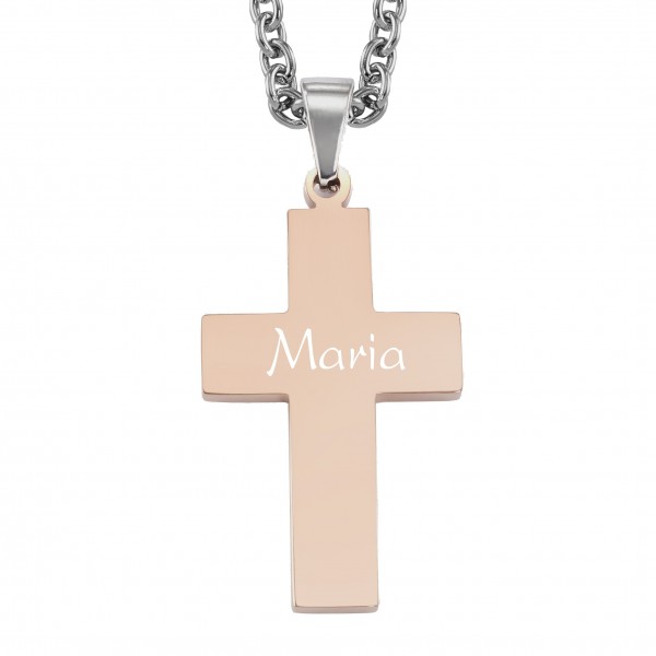 Anhänger mit Gravur Kreuz rosegold